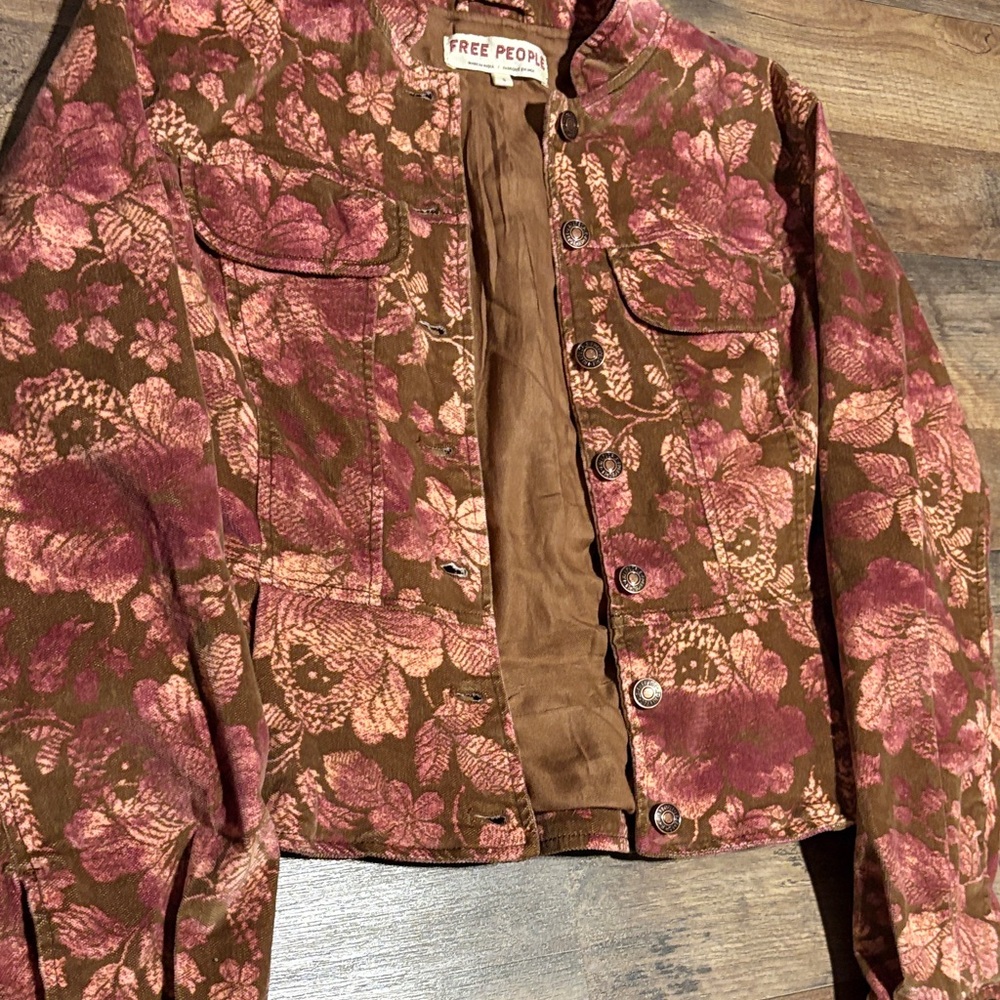 Free People Pink and Brown Floral Jacket - Picture 4 of 11